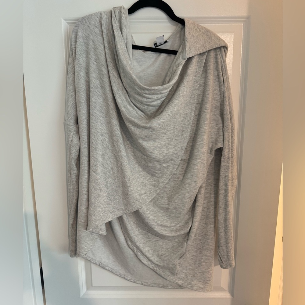 Gray Draped Hoodie